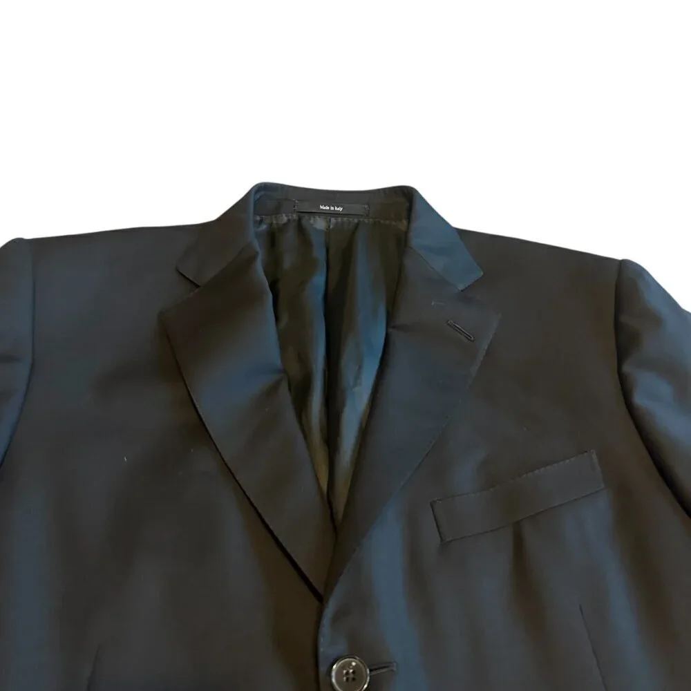 Ermenegildo Zegna Black Button-Down Blazer Jacket Sport Coat Classic Size 44R